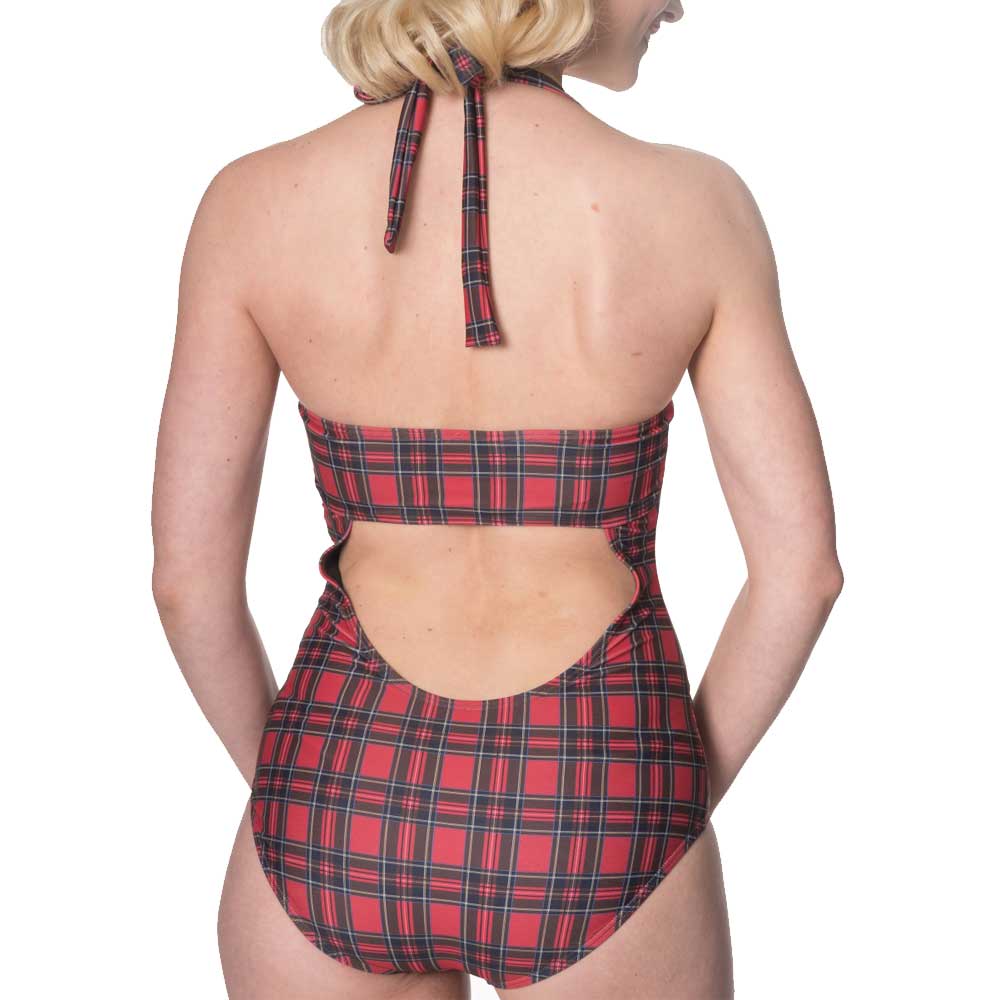 Banned - Wild plains tartan Costume de baine - Rouge